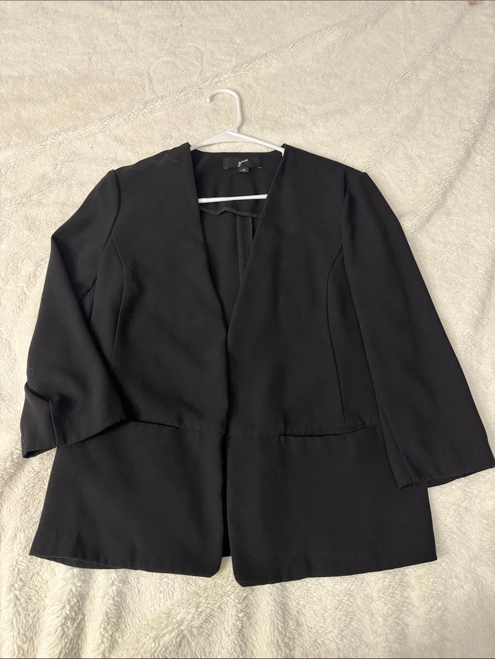 Women's Black Open-Front Blazer Jacket